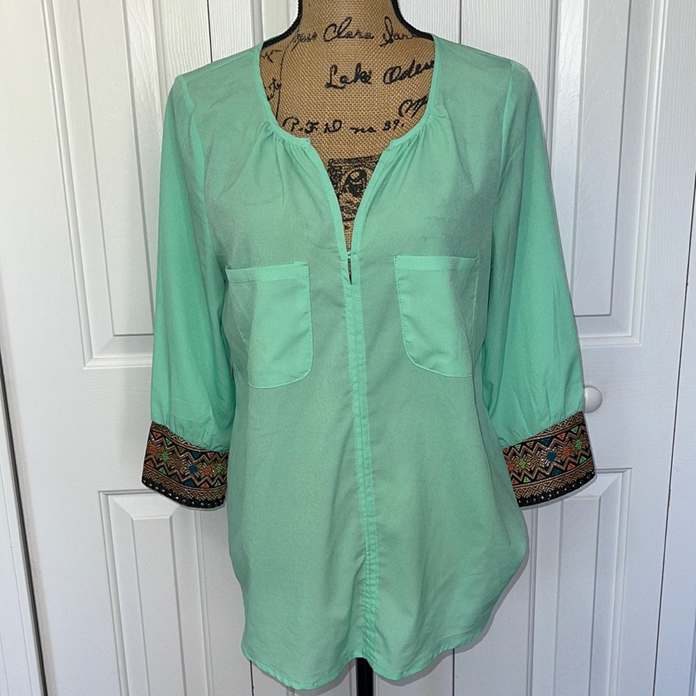 Itro Seafoam Green Blouse